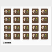 Carré Sticker pour Baby shower de singe mignon (Feuille)