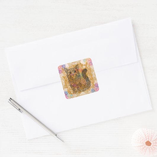 Carré Sticker pour chat (Enveloppe)