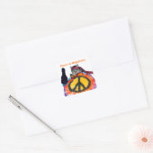 Carré Sticker pour chat Hippie de la paix (Enveloppe)