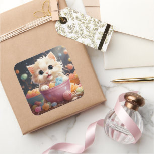 Carré sticker pour chat mignon