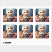 Carré sticker pour chat mignon (Feuille)