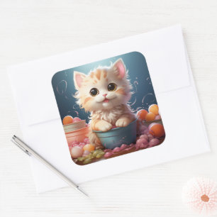 Carré sticker pour chat mignon
