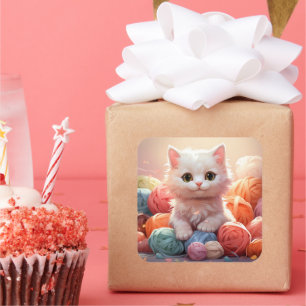 Carré sticker pour chat mignon