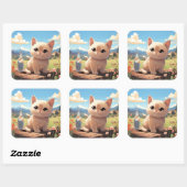 Carré sticker pour chat mignon (Feuille)