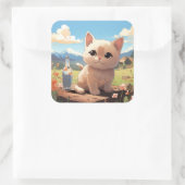 Carré sticker pour chat mignon (Sac)