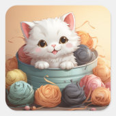 Carré sticker pour chat mignon (Devant)