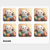 Carré sticker pour chat mignon (Feuille)