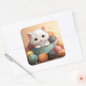 Carré sticker pour chat mignon (Enveloppe)