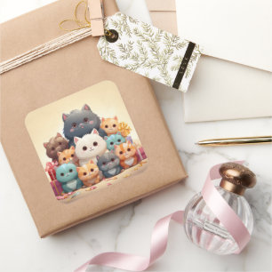 Carré sticker pour chat mignon