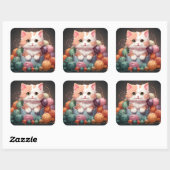 Carré sticker pour chat mignon (Feuille)