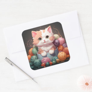 Carré sticker pour chat mignon