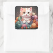 Carré sticker pour chat mignon (Sac)