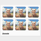 Carré sticker pour chat mignon (Feuille)