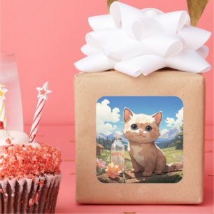 Carré sticker pour chat mignon