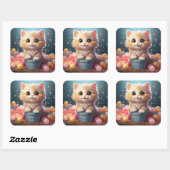 Carré sticker pour chat mignon (Feuille)