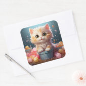 Carré sticker pour chat mignon (Enveloppe)