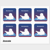 Carré Sticker pour chat Yoga Meowmaste (Feuille)