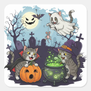 Carré Sticker pour chats d'Halloween
