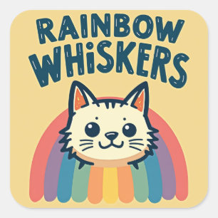 Carré Sticker pour chats Rainbow Whiskers