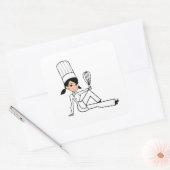 Carré Sticker pour chef féminin avec une jolie illustrat (Enveloppe)