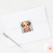 Carré Sticker pour chiot Kawaii adorable (Enveloppe)
