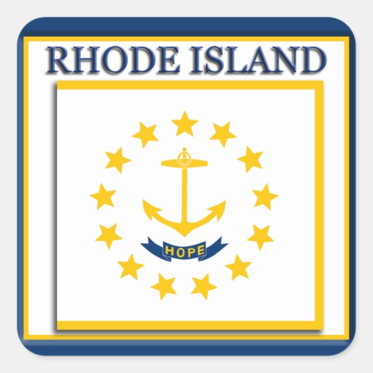 Carré Sticker pour drapeau de l'État de Rhode Island (Devant)