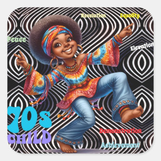 Carré Sticker pour enfant Hippie Chic les années 70 Colo