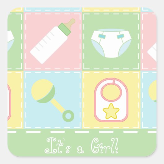 Carré Sticker pour Faire-part à courtepointe pour bébé (Devant)