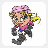 Carré Sticker pour fille de hockey (Devant)