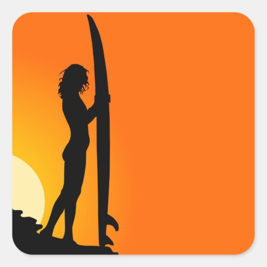 Carré Sticker pour fille de surfer (Devant)