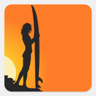 Carré Sticker pour fille de surfer