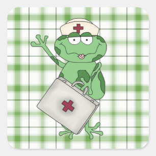 Carré Sticker pour grenouille animal infirmière de dessi