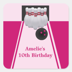Carré Sticker pour la fête d'anniversaire de Bowling Gir