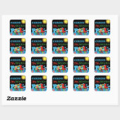Carré Sticker pour la fête de la piscine (Feuille)