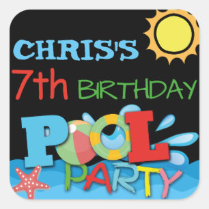 Carré Sticker pour la fête de la piscine
