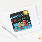 Carré Sticker pour la fête de la piscine (Enveloppe)
