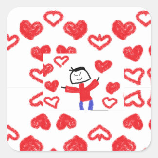 Carré Sticker pour la Saint Valentin de champignons