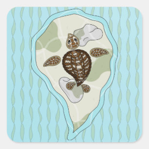 Carré Sticker pour la tortue de mer