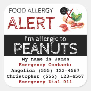 Carré Sticker pour l'allergie alimentaire aux arachides