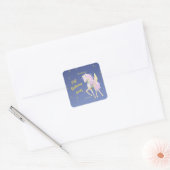 Carré Sticker pour le premier anniversaire avec licorne  (Enveloppe)