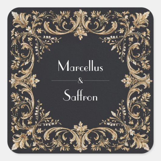 Carré Sticker pour Mariage frontalier de la Regal Noir e (Devant)