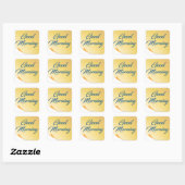 Carré Sticker pour note jaune bonjour (Feuille)
