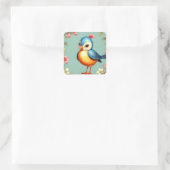 Carré Sticker pour oiseaux bleu mignon (Sac)