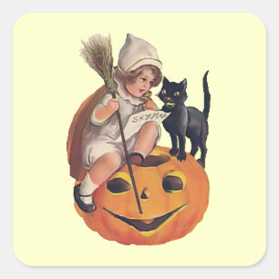 Carré Sticker pour sorcière Halloween vintage