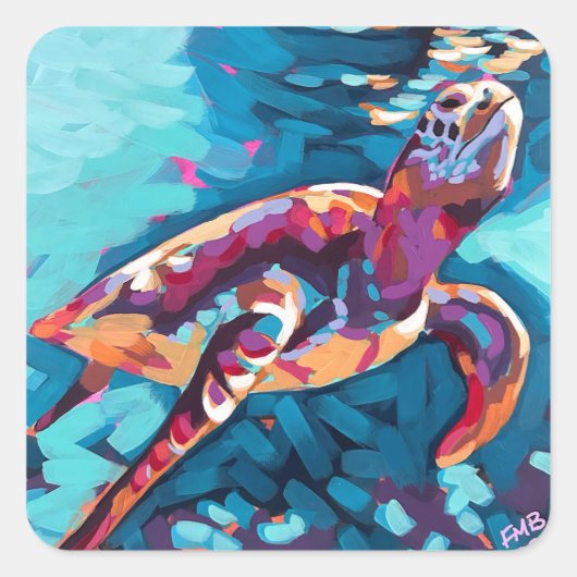 Carré Sticker pour tortue de mer (Devant)