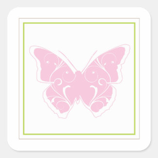 Carré Sticker préféré Baby shower papillon rose