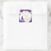 Carré Sticker princier floral pourpre Quinceañera (Sac)