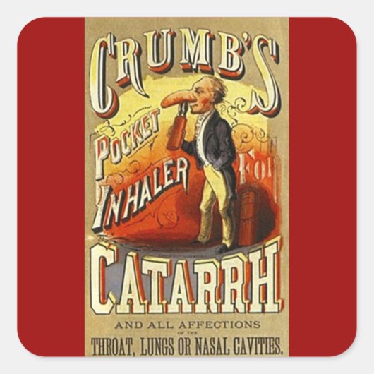 Carré Sticker Publicité Vintage Inhaler Cure Catarrh (Devant)