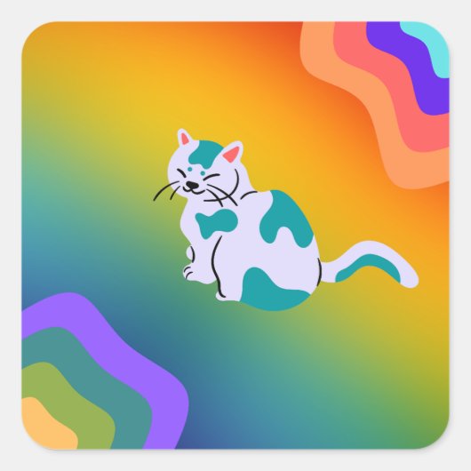 Carré Sticker Rainbow Cat (Devant)