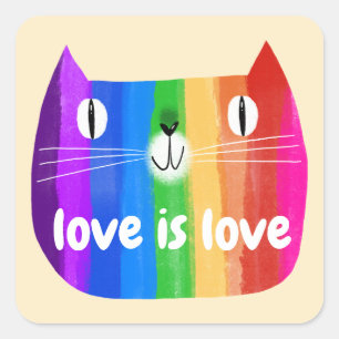 Carré Sticker Rainbow Cat